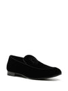 Giorgio Armani Embroidered logo velvet loafers
