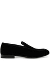 Giorgio Armani Embroidered logo velvet loafers