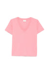 Closed V-neck short sleeves tonal stitching Organic cotton t-shirt