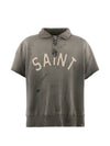 Saint Mxxxxxx Distressed Cotton Half-Zip Polo Shirt