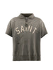 Saint Mxxxxxx Distressed Cotton Half-Zip Polo Shirt