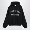 Fear of God Essentials Black cotton fleece hoodie with logo embroidery