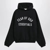 Fear of God Essentials Black cotton fleece hoodie with logo embroidery