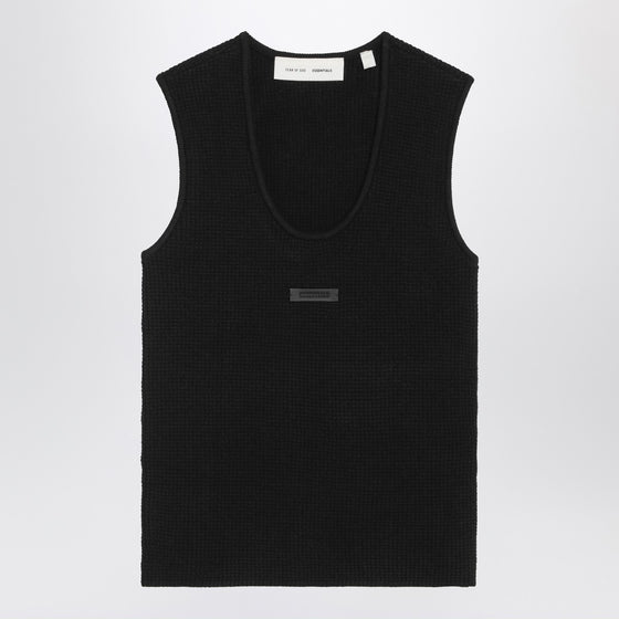 Fear of God Essentials Black tank top in stretch Waffle fabric