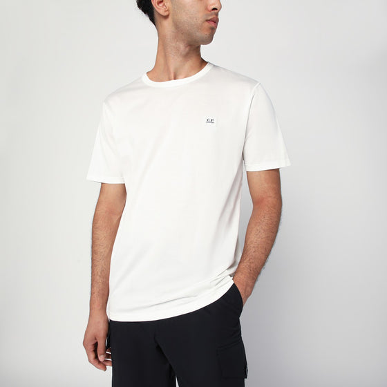 C.P. Company White cotton T-shirt with logo patch