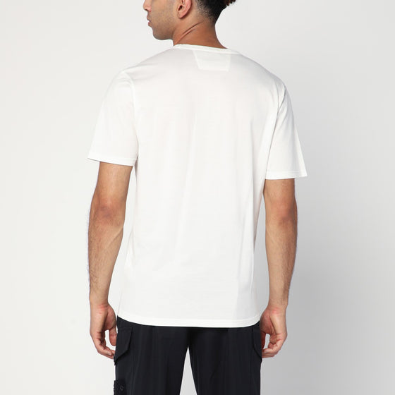 C.P. Company White cotton T-shirt with logo patch