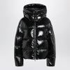 Moncler X Edward Enninful Black shiny nylon hooded down jacket
