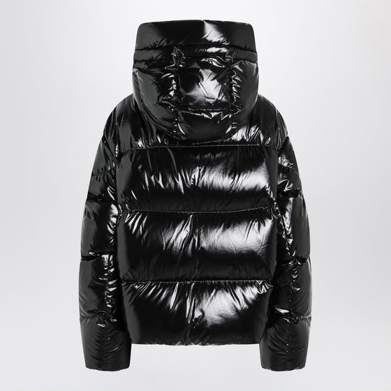 Moncler X Edward Enninful Black shiny nylon hooded down jacket