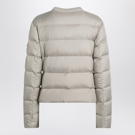 Moncler Light beige short zip-up puffer jacket