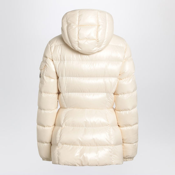 Moncler White down jacket in lacquered nylon