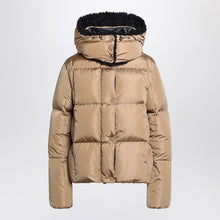  Moncler Beige hooded puffer jacket