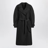Moncler X Edward Enninful Black double-breasted trench coat with belt