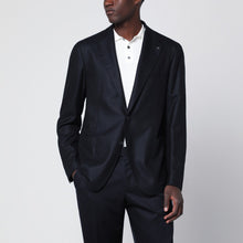  Tagliatore Navy blue single-breasted wool and cashmere jacket