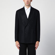  Tagliatore Black wool and cashmere double-breasted jacket