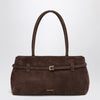 Manu Atelier Dark brown suede East West Le Cambon bag
