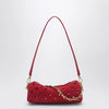 Manu Atelier Mini Cylinder bag in perforated red suede