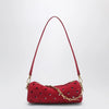 Manu Atelier Mini Cylinder bag in perforated red suede