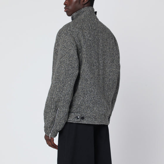 Dries Van Noten Grey patterned zip-up wool jacket