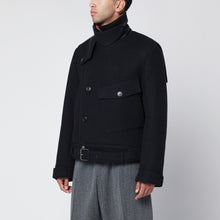  Dries Van Noten Short navy wool coat