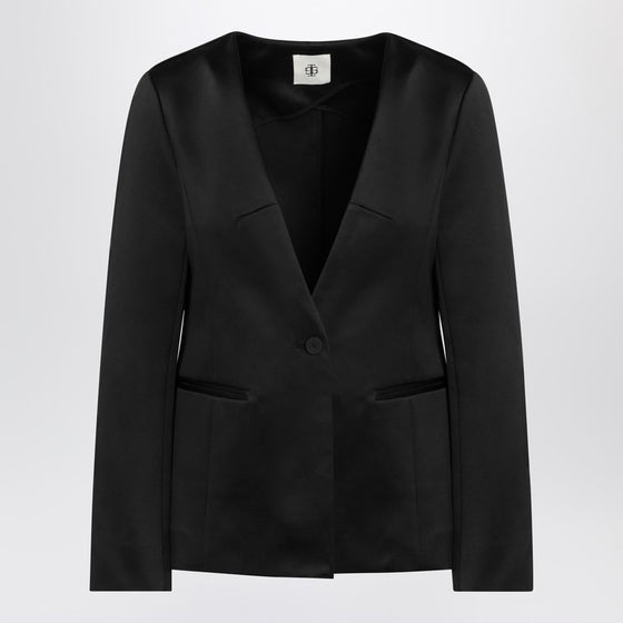 the garment Black single breasted cotton blend jacket