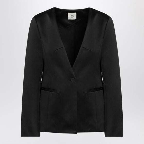 the garment Black single breasted cotton blend jacket