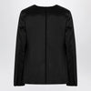 the garment Black single breasted cotton blend jacket
