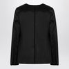the garment Black single breasted cotton blend jacket