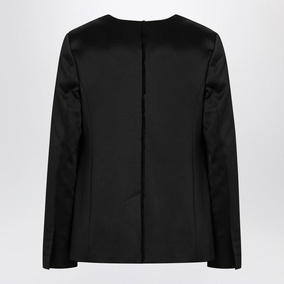 the garment Black single breasted cotton blend jacket