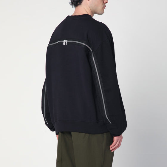 Dries Van Noten Navy blue sweatshirt with zip detail