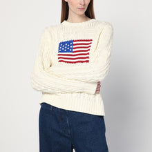  Polo Ralph Lauren Cream-colored sweater with flag detail
