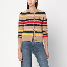  Polo Ralph Lauren Beige cable-knit striped cardigan