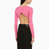 JACQUEMUS La Maille Pralu pink cropped cardigan