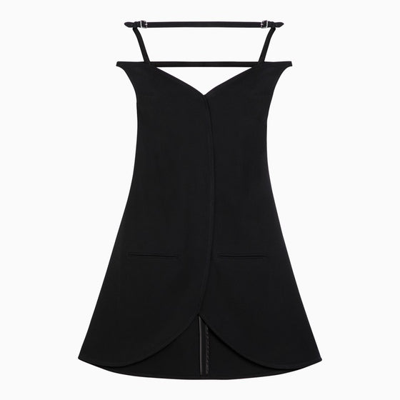 Courreges Courrèges Ellipse black viscose bustier mini dress