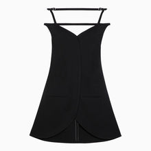  Courreges Courrèges Ellipse black viscose bustier mini dress