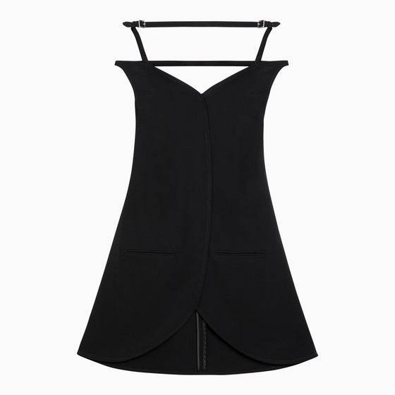 Courreges Courrèges Ellipse black viscose bustier mini dress