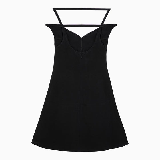Courreges Courrèges Ellipse black viscose bustier mini dress