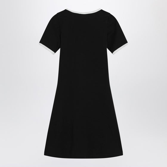 Courreges Courrèges White/black mini dress in cotton