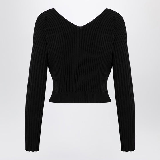 JACQUEMUS La Maille Pralu Longue black cardigan