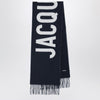 JACQUEMUS Navy blue wool scarf with logo