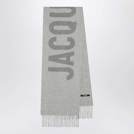 JACQUEMUS Grey wool scarf with logo