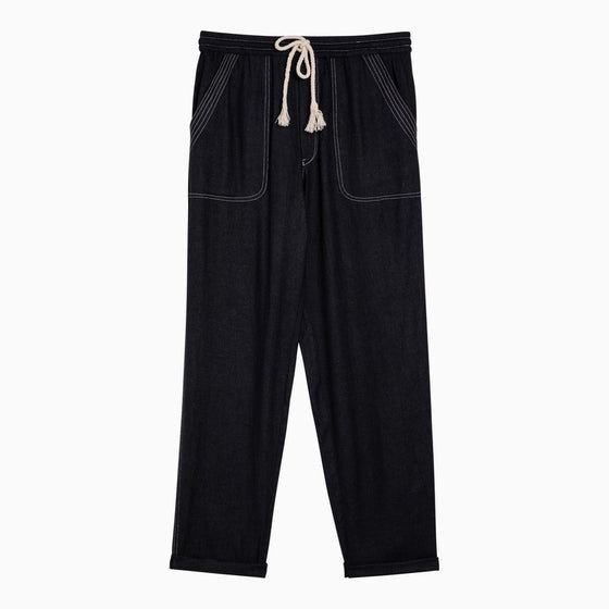 ISABEL MARANT Étoile Black silk trousers with drawstring