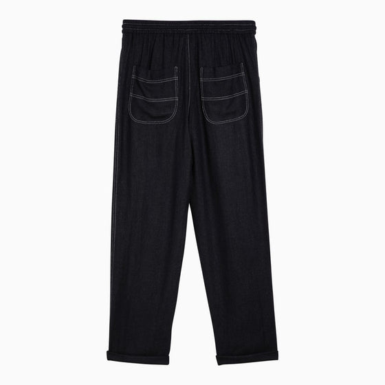 ISABEL MARANT Étoile Black silk trousers with drawstring