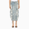 The Attico Blue denim cargo midi skirt