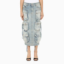  The Attico Blue denim cargo midi skirt