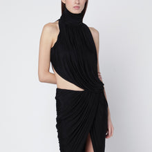  Francesco Murano Draped black stretch jersey top