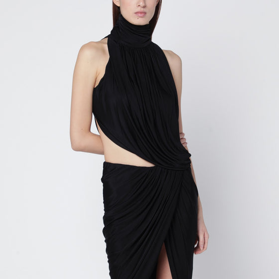 Francesco Murano Draped black stretch jersey top