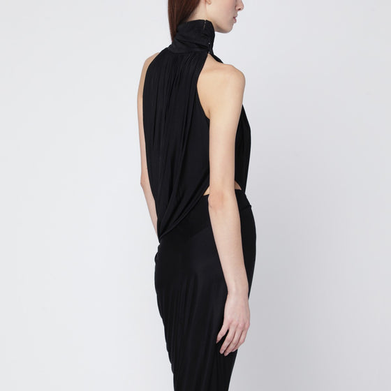 Francesco Murano Draped black stretch jersey top