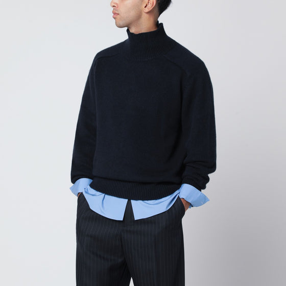 Soft Goat Navy blue cashmere turtleneck sweater