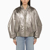 The Attico Anya silver leather bomber jacket