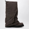 The Attico Robin combat boots in suede, dark grey